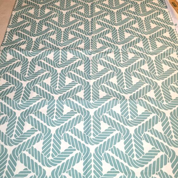 P/K Lifestyles Outdoor Screen Print Fabric Rope Design 54"x51" Cream Green - Picture 1 of 12